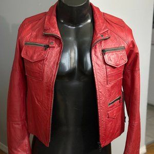 Vintage Avirex Womens Red Leather Jacket - Very Rare